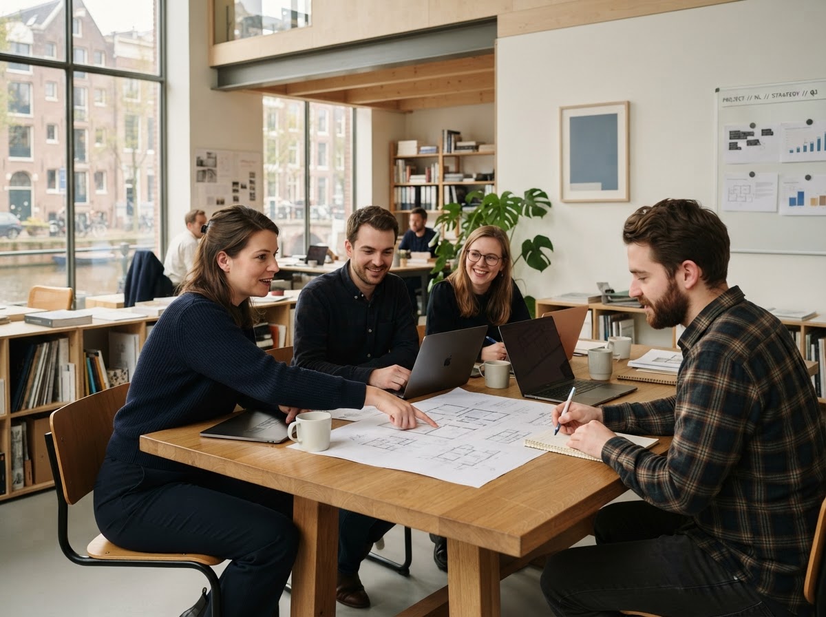 Royal Dutch analysts reviewing AI-generated trading model output